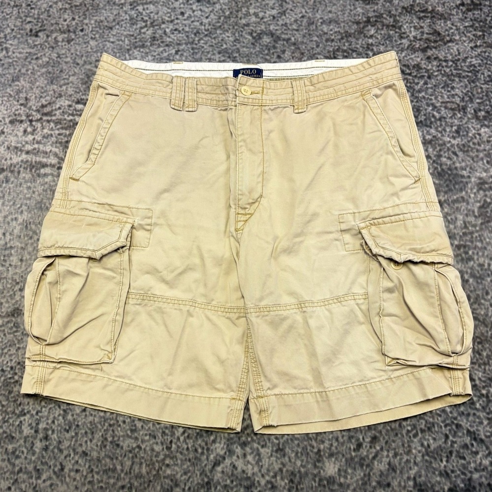 Polo Ralph Lauren Chino Cargo Shorts Size 40 Beige Khak Utility Classic Outdoor
